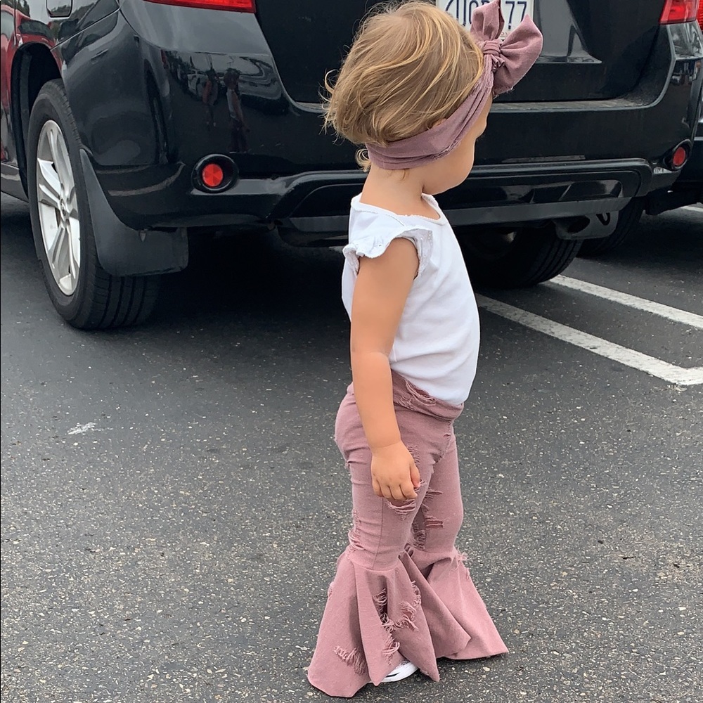 Adorable, halloween style bell bottoms with matching ribbon headband! - Picture 4 of 5